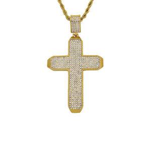 New Vintage Rhinestone Cross Necklace Jewelry Stainless Steel Gold Plated Crystal Christian Jesus Cross Pendant Necklace Jewelry