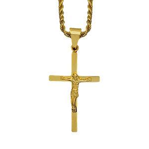 New European Vintage Religious Christian Jewelry Gold Plated Stainless Steel INRI christian Jesus Cross Pendant Necklace Jewelry