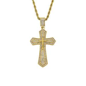 Hip Hop Pendant Cross Charm Necklaces Stainless Steel Religious Cross Rap Hip Hop Christian Jesus Cross Pendant Necklace Jewelry