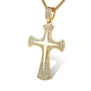 New Fashion Hip hop Stainless Steel Jewelry Full Iced Out Christian Jesus Cross Pendant Necklace Jewelry Christmas Gifts Jewelry