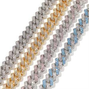 New Wholesale 13mm Hip Hop CZ Cuban Link Chain Choker Necklaces Cubic Zirconia Bling Miami Cuban Chain Necklace Iced Out Jewelry