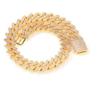 New Iced Out 18mm Zircon Cuban Link Chain Bracelet Necklaces Hip Hop Bling CZ 3 Row Miami Cuban Chain Male Female Rapper Jewelry