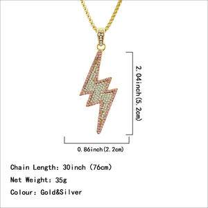 2024 New Trend Necklace Hip-Hop Lightning Fashion Dynamic Full Diamond Pendant Jewelry