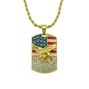 Trend Five-Pointed Star Diamond Eagle Three-Dimensional Pendant Necklace Men's Jewelry