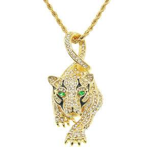 Trend Full Diamond Three-Dimensional Tiger Pendant Necklace Men Hip-Hop Cool Clavicle Chain Jewelry
