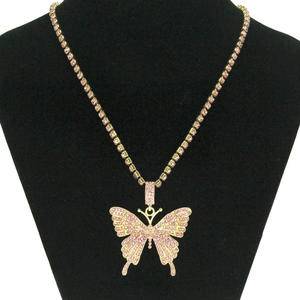 Fashion Korean Trend Hip-Hop Clavicle Chain Studded Butterfly Pendant Necklace Personalized Joker Decorative Accessories 