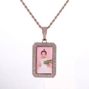 Personalized Customized Memory Photos Small Square Photo Frame Solid Pendant Hip-Hop Necklace Exquisite Jewelry