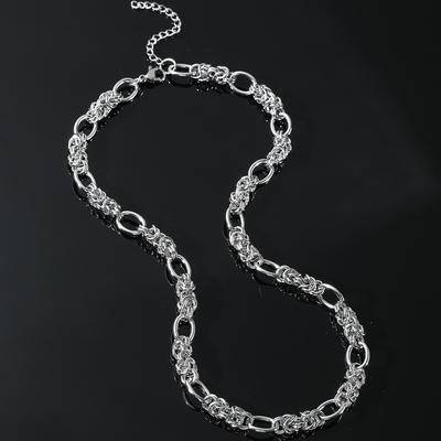 New Tide Men's Stainless Steel Multi-Ring Interlocking Handmade Necklace Hip-Hop Fashion Men's Necklace Jewelry