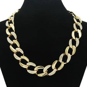 Fashion ins fashion diamond Cuba chain necklace street decoration accessories clavicle chain for men and women.