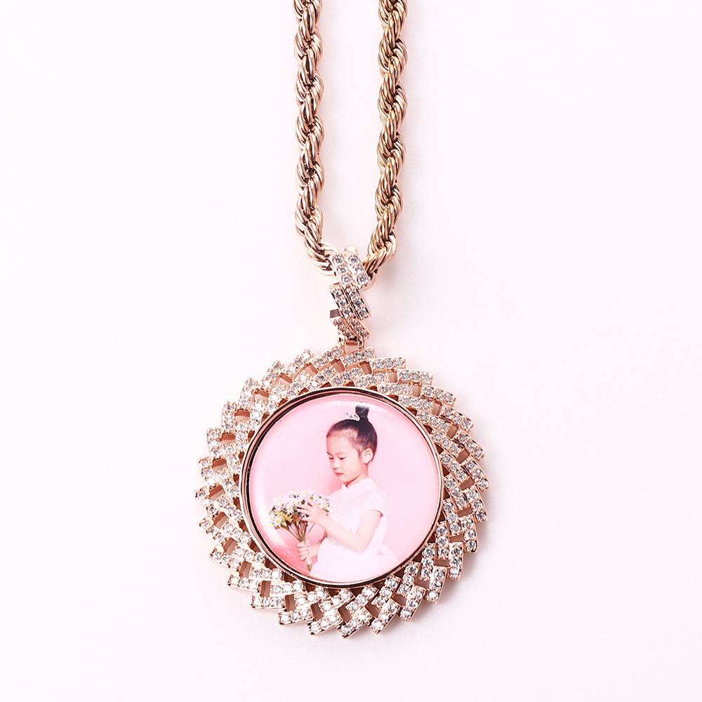 Personalized Customized Photo Diamond Commemorative Medallion Pendant Full Of Zircon Hip-Hop Hipster Jewelry Necklace
