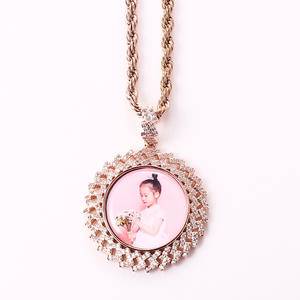 Personalized Customized Photo Diamond Commemorative Medallion Pendant Full Of Zircon Hip-Hop Hipster Jewelry Necklace