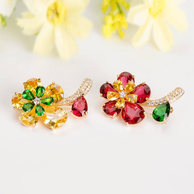 小花胸针 糖果色彩色锆石简约韩版胸花别针饰品西装服饰配饰