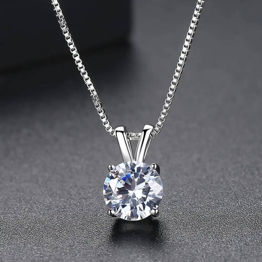 Luxury Simple Ladies Circle Pendant Necklace Trend Girls Shining Big Round Zircon Charm Necklace High Quality Woman Neck Jewelry