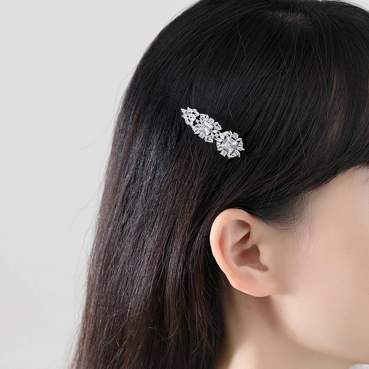 Luxury Bridal Wedding Square CZ Hair Pin Fashion Ladies Cubic Zircon Barrettes Woman Trendy Sparkling Elegant Clips Head Jewelry