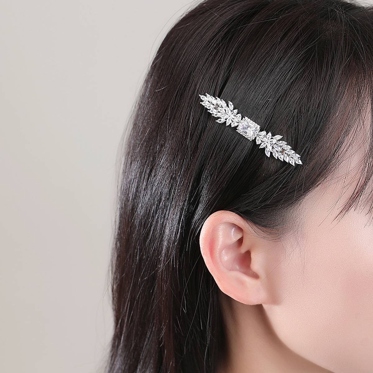 Luxury Wedding Square CZ Hairpins Fashion Ladies Cubic Zircon Barrettes Woman Trendy Sparkling Elegant Clips Bridal Head Jewelry