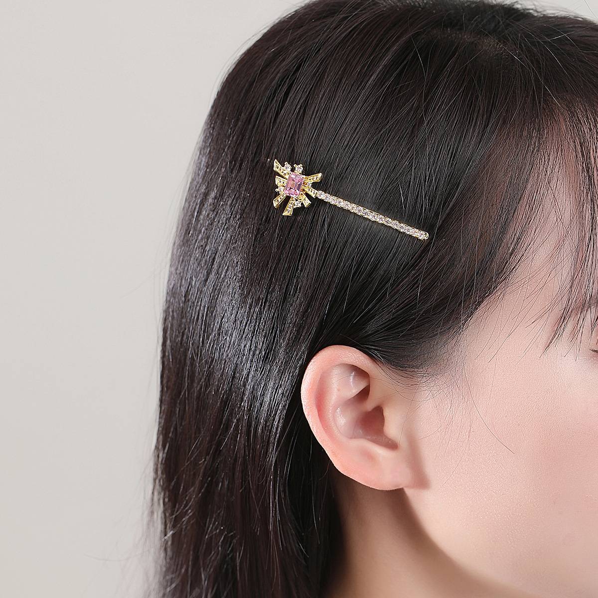 Personality Luxury Square Hairpin Ladies Brass Zircon Barrette Women Trendy Sparkling Elegant Clips Bridal Hairgrip Head Jewelry
